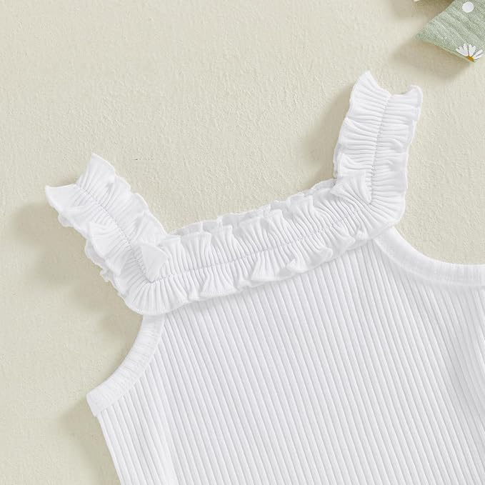 Kaipiclos Cherry Baby Outfit Newborn Infant Girl Clothes Rib Knit Romper & Shorts Waffled Baby Clothes for Girls 0 3 6 12 18M