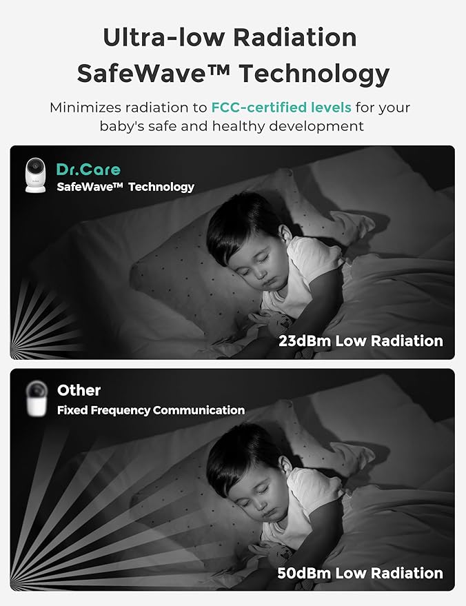 NovaView Video Baby Monitor with 2 Cameras - 5” 1080P HD Screen, Ultra-Low Radiation, 5000mAh Battery, Night Vision, Real-Time/VOX, 2X/4X Zoom, Pan & Tilt, 1000ft Range, 2-Way Audio, No WiFi