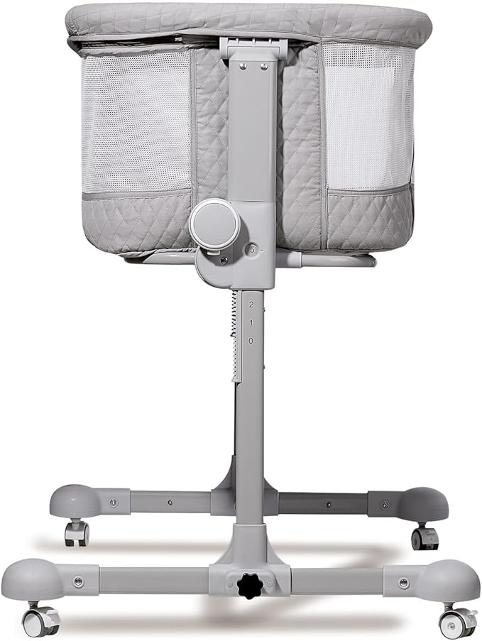 SUNVENO Baby Bassinet, Bedside Sleeper for Baby Easy Folding Portable Crib for Newborn Infant with Detachable Mattress, Straps, Height Angle Adjustable, Breathable Mesh, Grey