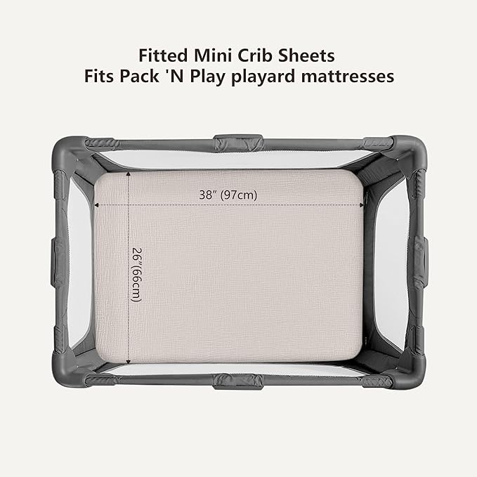 Bearmoss Muslin Mini Crib Sheets for Pack N Play Mattress - 100% Cotton - 38"x26" Soft Breathable Playard Baby Crib Sheets Neutral for Boys Girls - 2 Pack (White Star)