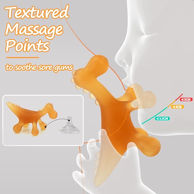 WAJIAYON Amber Oil Baby Teething Toys for Babies 0-6 Months,Silicone Baby teethers for Babies 3 Months+,Freezer BPA Free Soft and Textured Chew Infant Toys Easter Gifts for Boys and Girls-Dinosaur
