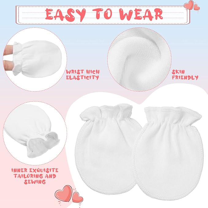 9 Pairs Newborn Baby Boys Girls Mittens 0-6 Months Infant Toddler Mittens No Scratch Solid Color Gloves