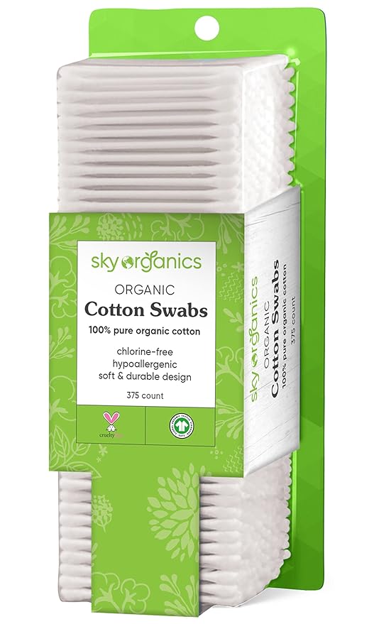 Sky Organics - Organic Cotton Swabs, Ultra Soft Tips - Strong & Durable - Hypoallergenic - Chlorine Free - Sustainable - Natural, Vegan & Cruelty Free - Skin Care & Self Care w ebook