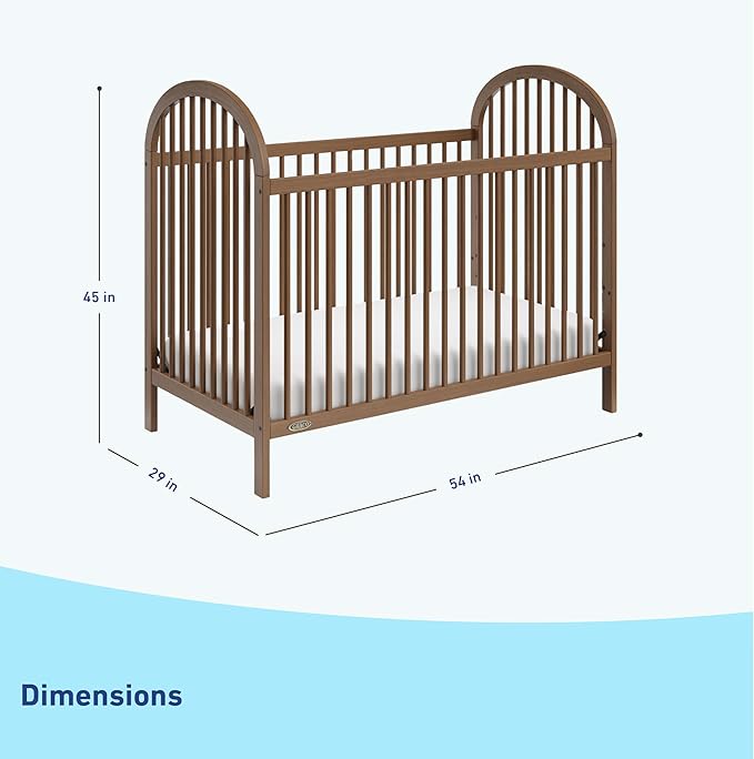 Graco Olivia Convertible Crib (Hazelnut) – GREENGUARD Gold Certified, 100% Solid Wood, Fits Standard Crib Mattress, Converts to Toddler Bed and Daybed, 4 Adjustable Mattress Heights