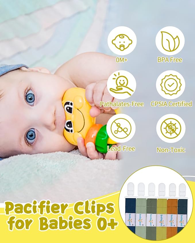 Babygoal Neutral Pacifier Clips, 6 Pack Binky Paci Holder Leashes for Baby Boys and Girls Fits for Most Pacifier, Binkie Styles & Baby Teethers & Toys and Gift