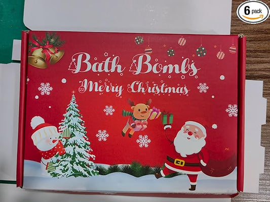Christmas Bath Bombs Set for Kids,Boys & Girls Stocking Stuffers Gift, Handmade 6 Fun Organic for Children, Gentle Formula Creates, Relaxing Aromas for Women