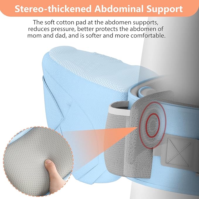 HKAI Baby Hip Carrier, Mom's Choice Award Winner, Adjustable Waistband & Breathable Mesh, Ergonomic Carrier with Non-Slip Hip Seat Surface for Newborns & Toddlers, Light Blue