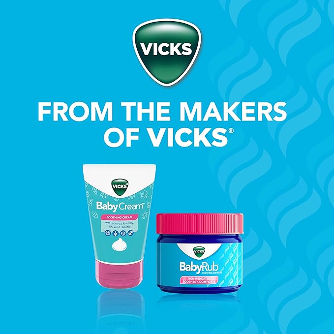 Vicks BabyRub Chest Rub Ointment with Soothing Aloe, Eucalyptus, Lavender, and Rosemary, from the makers of VapoRub, 1.76 oz