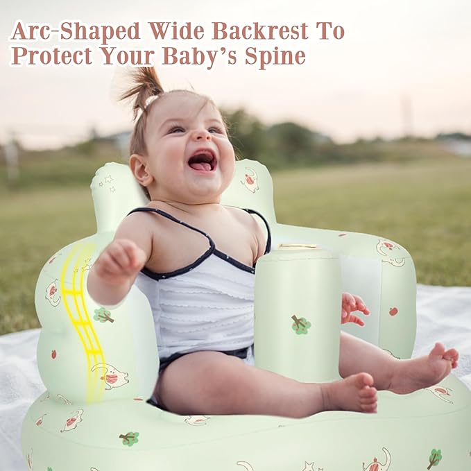 Inflatable Baby Seat, Inflatable Baby Chair for Babies 3 Months and Up, Summer Blow Up Chair with Built in Air Pump, Infant Floor Seats for Learning to Sit, Palying, Camping, Elephant