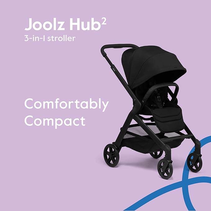 Joolz Hub2 Compact Stroller – Ergonomic Toddler Seat (Below 20lbs), One-Hand Fold, Reversible Seat, XL Basket & Adjustable Handlebar – Smooth Ride for City Travel - Space Black