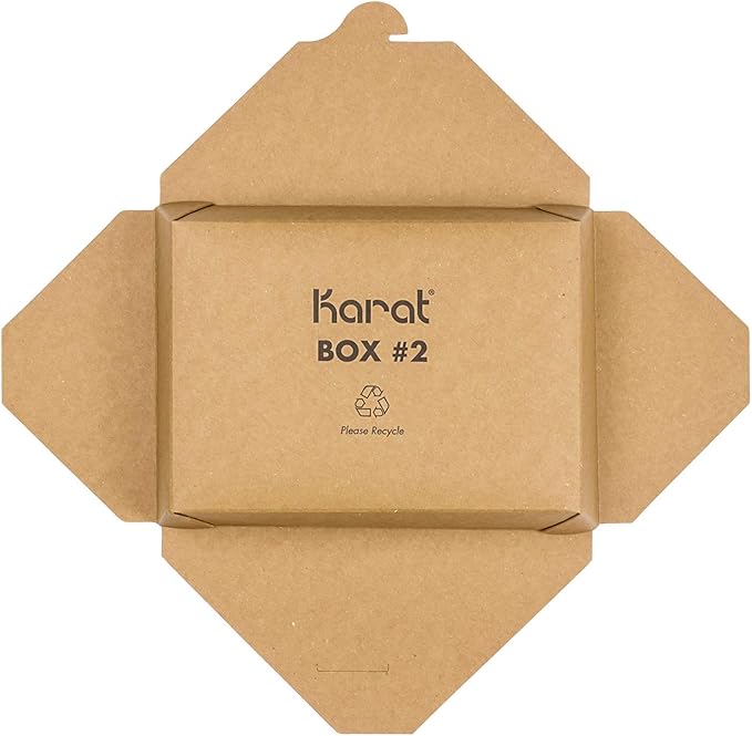 Karat Paper To Go Boxes [54 oz - 200ct] Leak-Resistant, Microwavable, Heavy-Duty Take Out Boxes | Grease Resistant & Stackable | #2 Kraft Brown