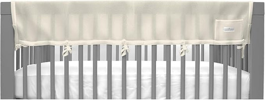 BreathableBaby Breathable Mesh RailGuard Teething Cover — White — 51” Long Panel (1) — Fits Most Full-Size and Does Not Fit Mini Cribs — Use with Coordinating Short Panels - Ecru