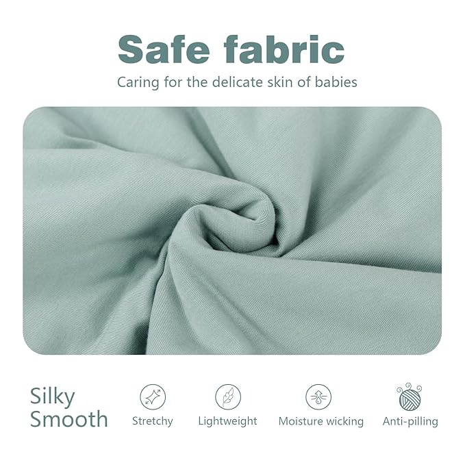 Mosebears Unisex Baby Sleep Sack 1.0 TOG, Supersoft Rayon Made from Bamboo Wearable Blanket with 2-Way Zipper (Sage&Green,0-6 Months)
