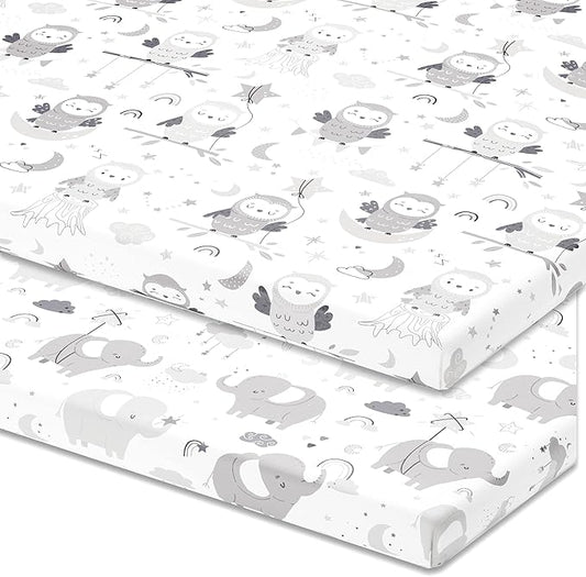 Travel Crib Fitted Sheets for Baby Bjorn, Guava Lotus Travel Crib and 24 x 42 Inch Travel Light Playard Mattress – Snuggly Soft 100% Jersey Cotton – 2 Pack