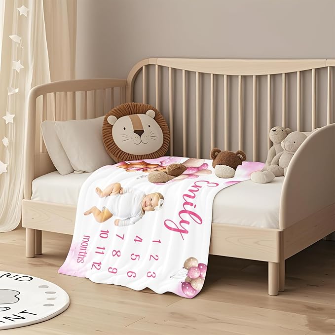 Ship Next Day, Personalized Baby Blanket for Boys Girls - Printed in USA, Custom Baby Blanket with Name Super Soft Plush Flannel, Easter Christmas Brithday Gifts for Baby Shower Kids Toddlers Newborn
