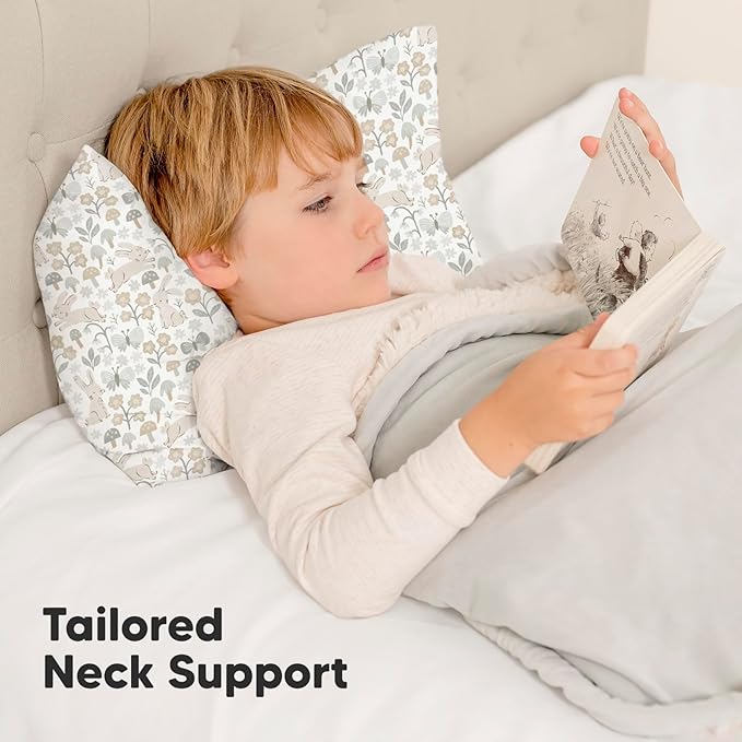 Toddler Pillow with Pillowcase - 13x18 My Little Dreamy Kids Travel Bed Pillows for Sleeping, Organic Cotton Small Pillowcase, Soft & Breathable, Machine Washable, Toddlers 2-5 Years Old (Prairie)