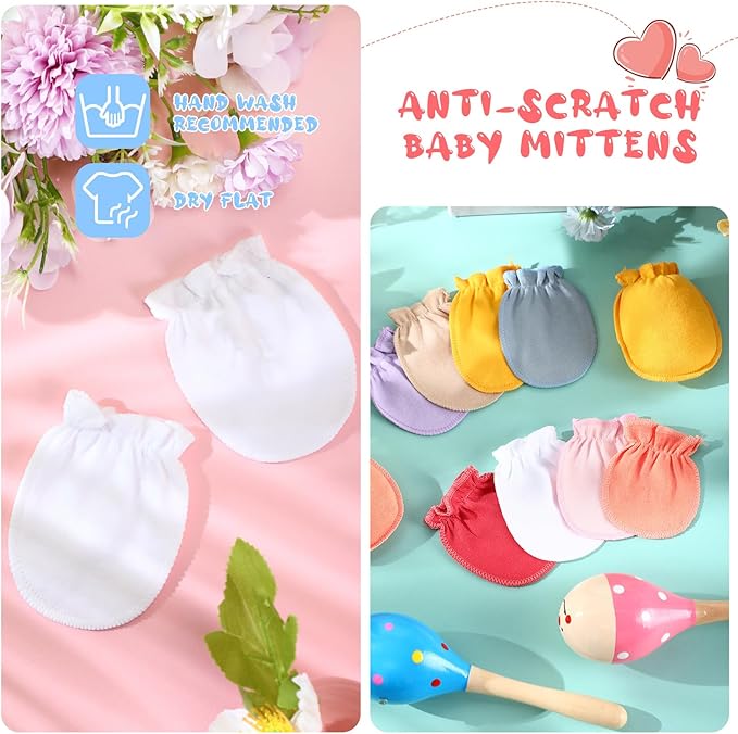 16 Pairs Newborn Baby Cotton Mittens No Scratch Gloves Unisex Newborn Mittens for baby Boys Girls 0-6 Months