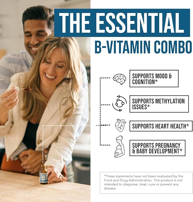 L Methyl Folate 15mg Plus Methyl B12 Cofactor – Organic Berry Flavor, High Potency Liquid Sublingual Active 5-MTHF Form - Supports Mood, Methylation, Cognition – Bioactive Forms Vitamin B9 & B12 (1oz)