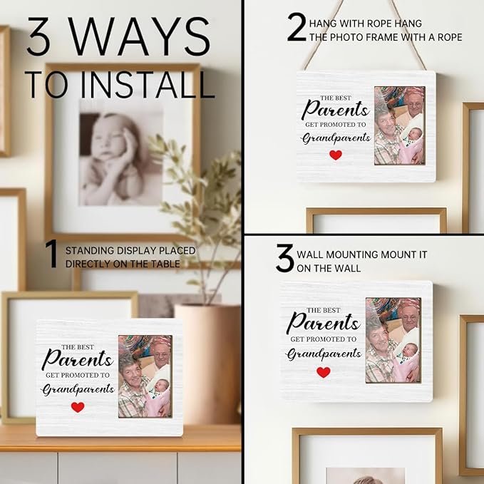 JioJio Chan First Time Grandparents Picture Frames - 4 x 6 Photo - New Grandparents Gifts The Best Parents Get Promoted For Grandma Grandpa Grandchild Grandkids Baby Announcement