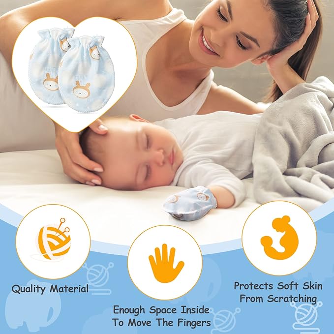 Geyoga 40 Pairs Newborn Baby Mittens No Scratch Mittens Soft Elastic Infant Baby Gloves for 0-6 Months