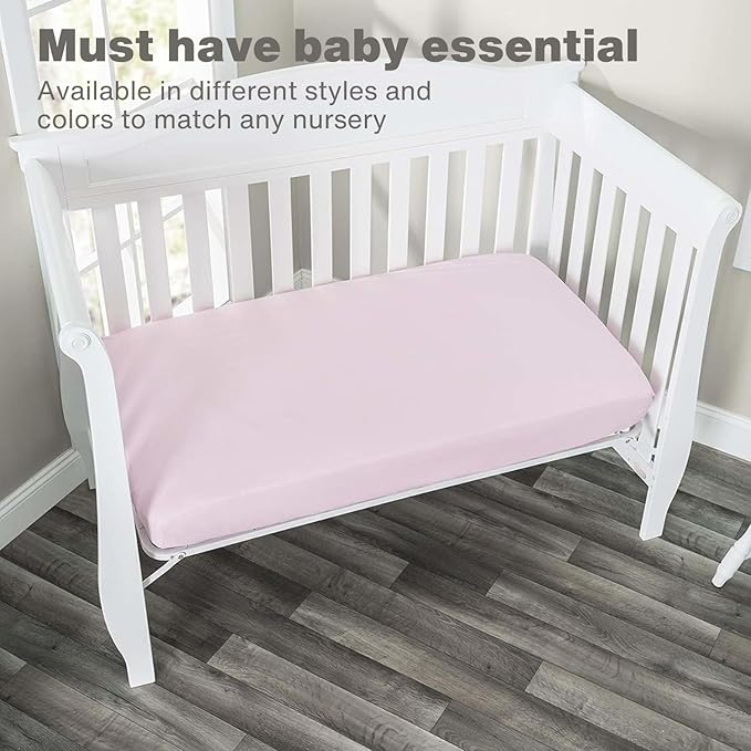 Everyday Kids Fitted Crib Sheet, 100% Soft Breathable Microfiber Baby Sheet, Fits Standard Size Crib Mattress 28in x 52in, Pink Nursery Sheet