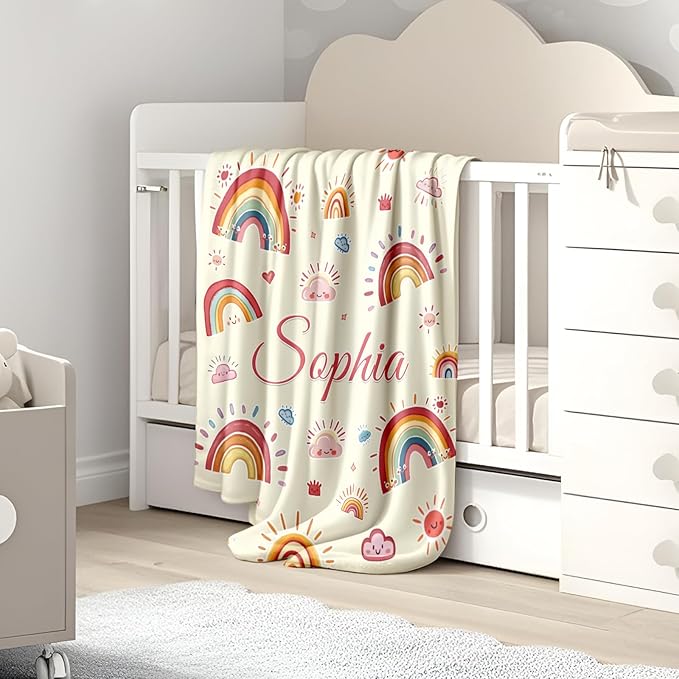 Ship Next Day, Personalized Baby Blanket for Boys Girls - Printed in USA, Custom Baby Blanket with Name Super Soft Plush Flannel, Easter Christmas Brithday Gifts for Baby Shower Kids Toddlers Newborn