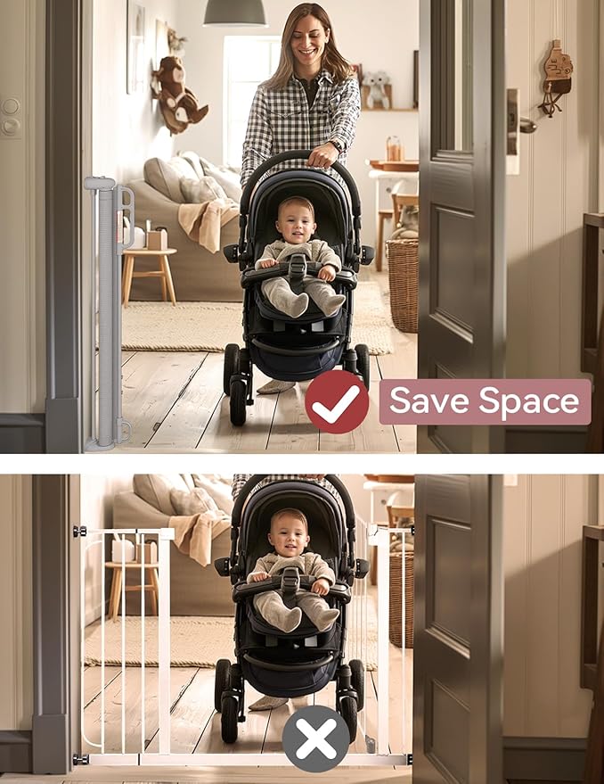 Retractable Baby Gate, Momcozy Extra Wide Mesh Baby Gates for Stairs, 41" Tall, Extends to 71" Wide, Black, Pet Dog Gate for Doorways, Stairs, Hallways, Indoor/Outdoor