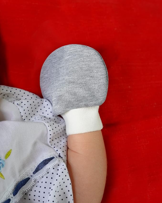 RATIVE Wrist Tab Baby Mittens 0-6,6-12 Months Organic Cotton for Newborn Baby Boys Girls