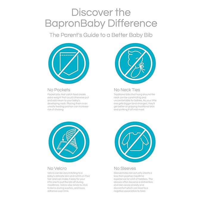 BapronBaby Flutter Pink Ice Cream Bapron - No Neck Tie Safer Bib for Baby & Toddler - Soft Waterproof Stain Resistant - Machine Washable - Sz Preschool 3-5yrs