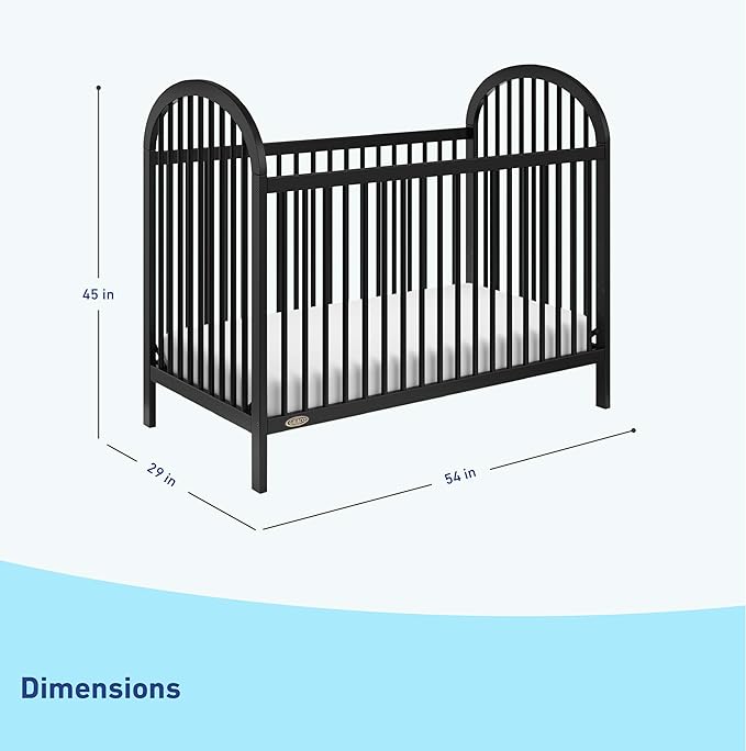 Graco Olivia Convertible Crib and Graco Premium Foam Crib & Toddler Bed Mattress Bundle (Black) – GREENGUARD Gold Certified, Standard Crib Mattress, Baby Crib Converts to Toddler Bed & Daybed