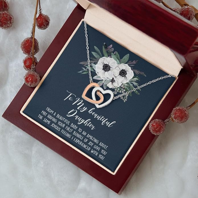 To My Daughter Gift Necklace From Dad or Mom - Badass Daughter Jewelry With Heartfelt Message & Elegant Box