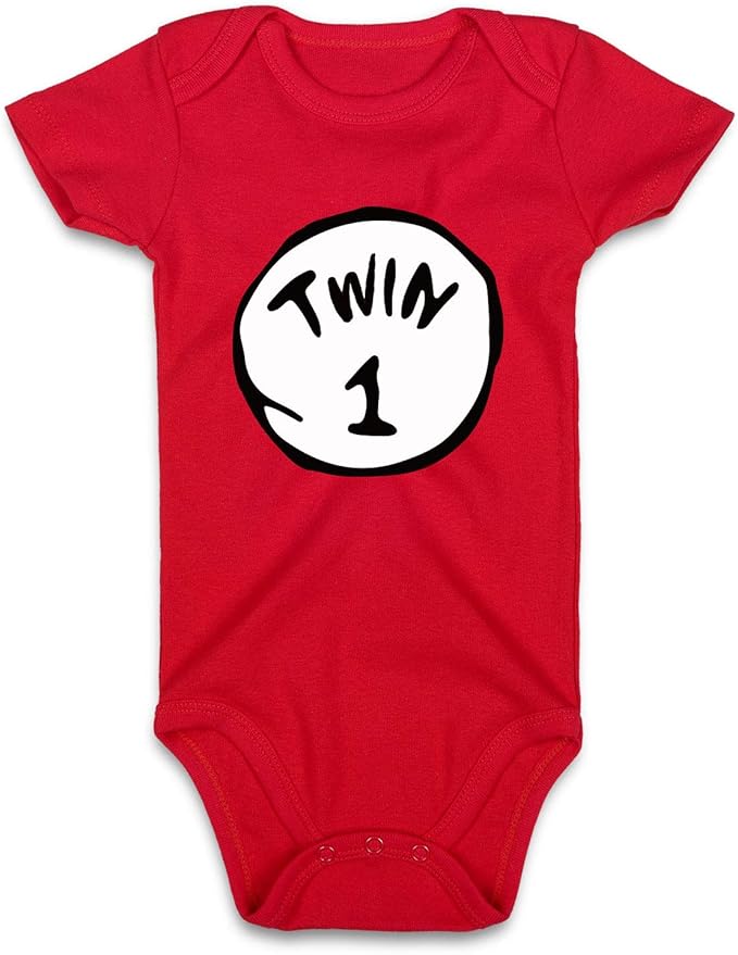 DEFAHN Funny Twins Baby Bodysuits Boys Girls Rompers 2 Pack Twin Matching Clothes Outfits for Newborn Infant