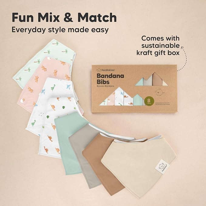 8-Pack Organic Baby Bandana Bibs for Boys, Girls - Super Absorbent Triangle Baby Bibs for Drooling and Teething Infant, 100% Cotton Extra Soft for Newborn, Infant 0-36 Months (Roarsome)