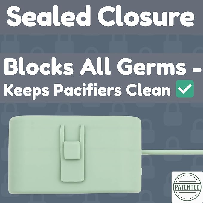 Silicone Pacifier Case - Hygienic Sealed Closure, One-Piece Easy-to-Clean Design,100% Food-Grade, BPA-Free Baby Pacifier Holder Case, Binky Holder, Attach to Any Diaper Bag or Stroller - Baby’s Aid