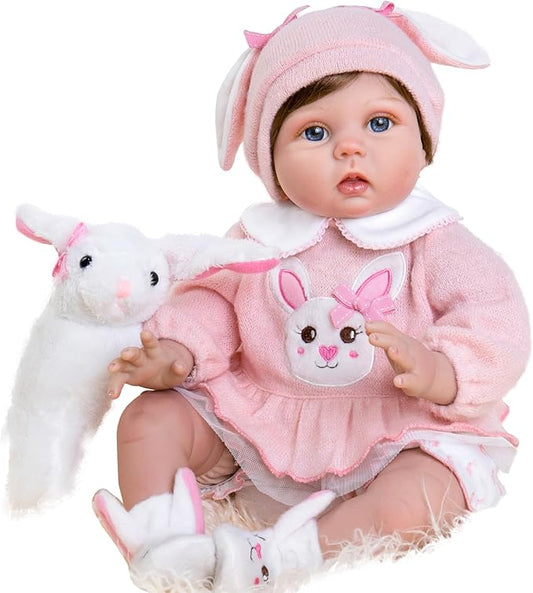 Aori Lifelike Reborn Baby Dolls - 22 Inch Realistic Newborn Baby Girl - Soft Vinyl Reborn Toddler with Feeding Set & Bunny Outfit Real Life Baby Doll for Kids 3+, Toddlers & Collectors
