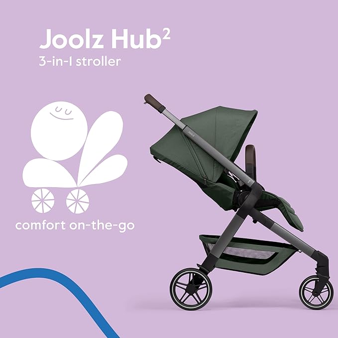 Joolz Hub2 Compact Stroller – Ergonomic Toddler Seat (Below 20lbs), One-Hand Fold, Reversible Seat, XL Basket & Adjustable Handlebar – Smooth Ride for City Travel - Forest Green