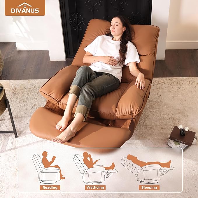 Electric Glider,Power Recliner, Reclining Sofa Chair with USB Ports,270°Rotation Swivel Glider Recliner Chair (Orange)