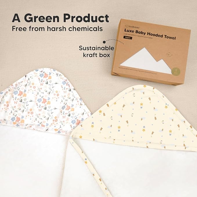 KeaBabies Hooded Baby Towel for Newborn - Viscose Derived from Bamboo Large Baby Bath Towels with Hood for Boys, Girls, Toddler, Extra Absorbent & Soft Newborn Bath Essentials (Dreamers)