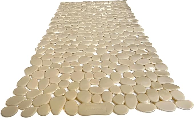 “Pebbles” Non-Slip Bathtub/Shower Mat 27.5”x14” Rectangular, Non-Toxic, Safe, Clean, Machine-Washable, Superior Grip & Drainage, Vinyl, for Smooth Floors ONLY, Opaque Light Brown