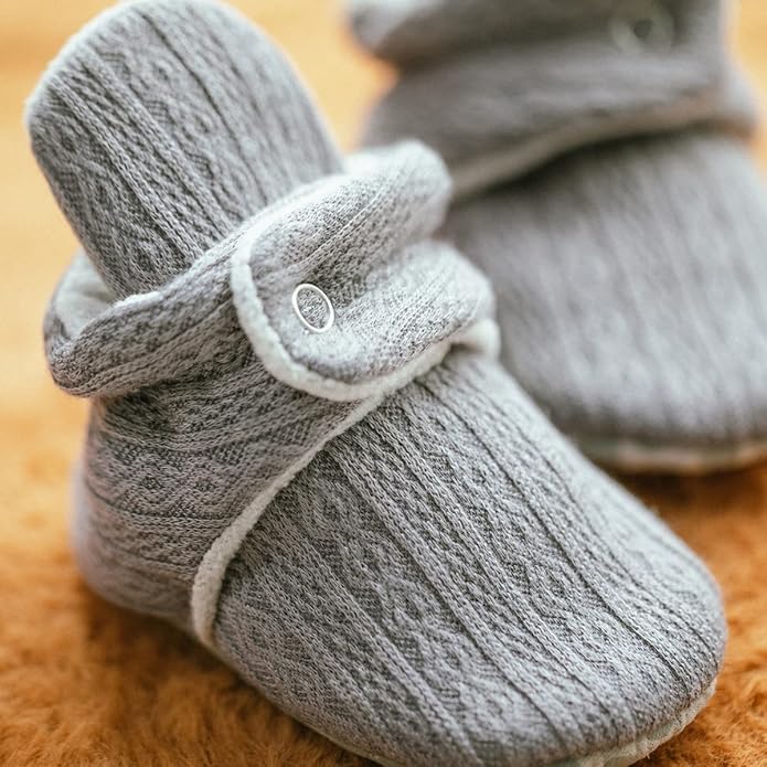 Sawimlgy Newborn Infant Baby Girl Boy Cotton Booties Stay On Sock Slippers Soft Bedroom Shoes Non-Skid Ankle Boots With Grippers Toddler Crib Warm Shoe First Walker Birthday Shower