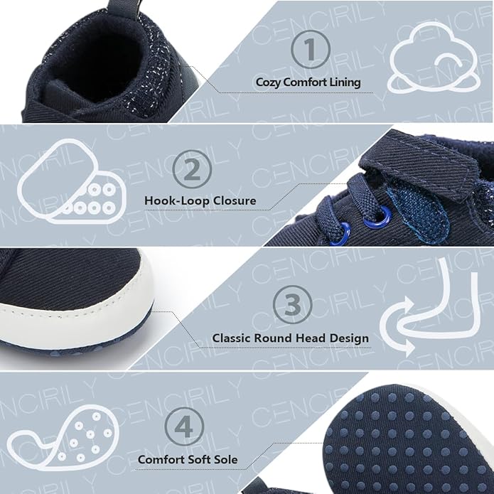 CENCIRILY Baby Boys Girls High Top Sneakers Soft Soles Anti Skid Infant Ankle Shoes Toddler Prewalker First Walking Crib Shoes