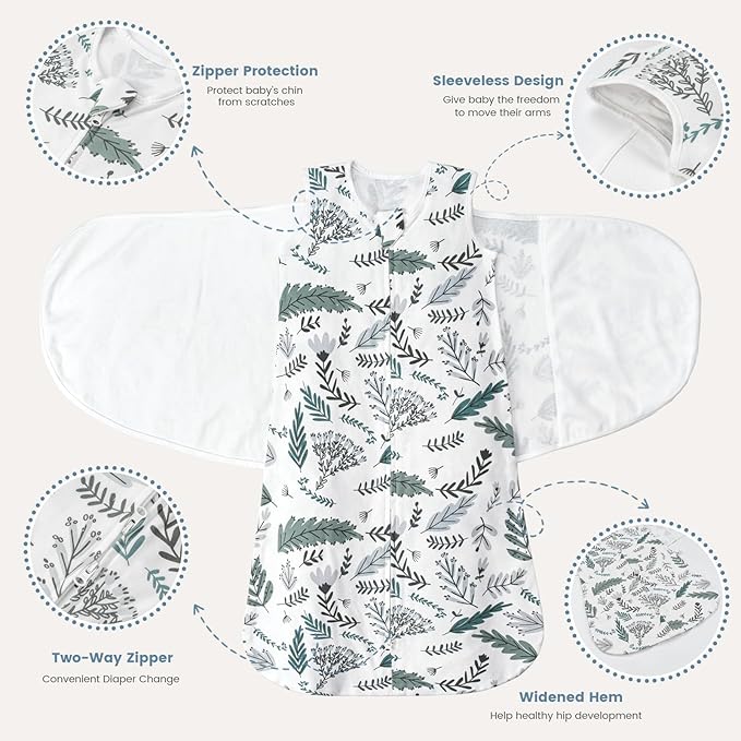 ZIGJOY Sleep Sack Swaddle 1.0 TOG Baby Wearable Blanket 100% Cotton Baby Swaddle Blanket for Newborns