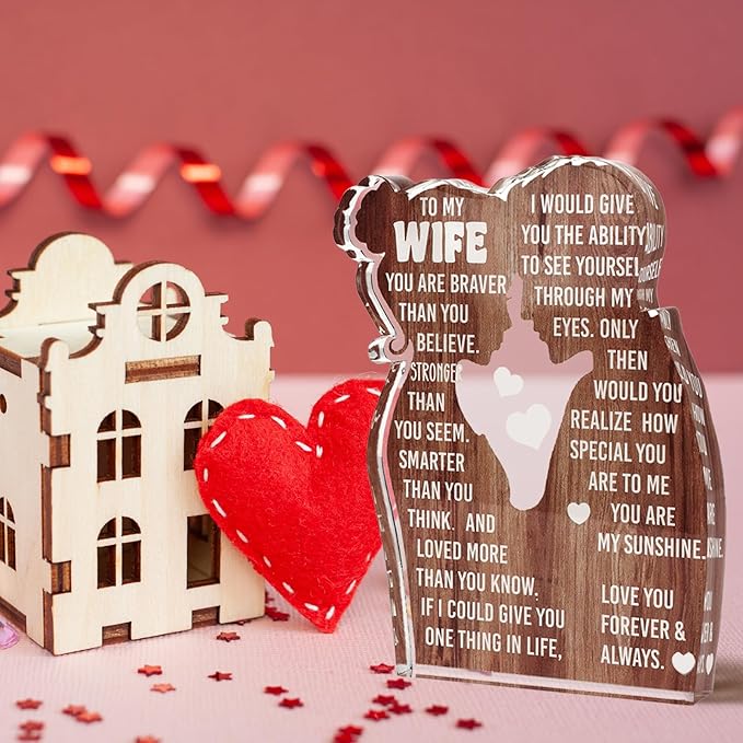 MAMAGIFTREE Valentines Day Gifts for Wife, I Love You Romantic Gifts, I Choose You with Heartfelt Message Acrylic Sign- Wedding Anniversary, Birthday Ideas for Her