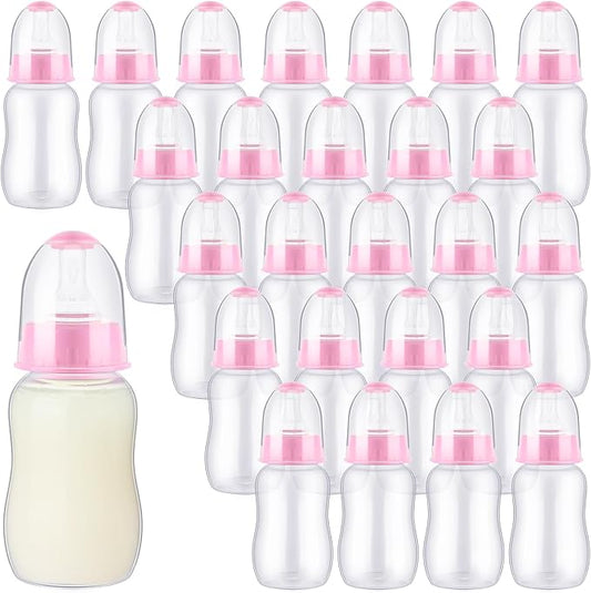 30 Pcs Baby Shower Favors Party Game Mini Baby Bottles Gift Sets for Boy Girl Gender Reveal Birthday Party Supplies Gift (Pink)