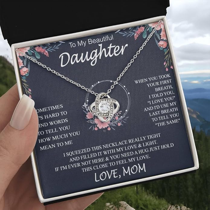 To My Daughter Gift Necklace From Dad or Mom - Badass Daughter Jewelry With Heartfelt Message & Elegant Box