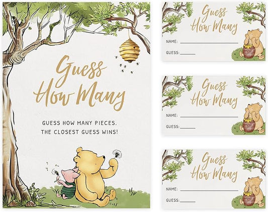 Baby Shower Guess How Many Game Set of 30, Party Supplies - Classic Pooh Collection (How Many Game)