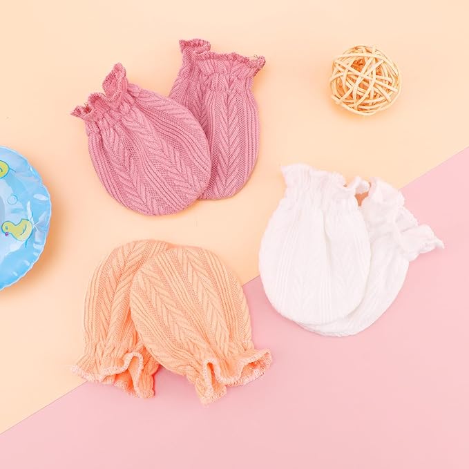 BQUBO 12 Pairs Baby Mittens Newborn Infant Toddler Mittens No Scratch Cotton Elastic Wrist Gloves for Boys Girls 0-6 Months