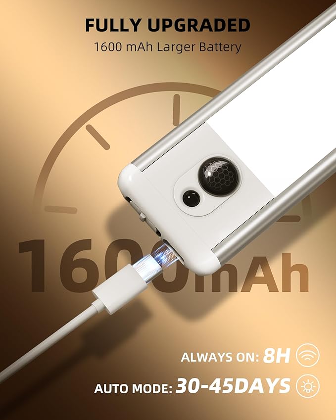 EZVALO Under Cabinet Lights, LED Closet Lights Wireless USB Charging, Motion Sensor Lighting Indoor 5700K dimmable with Remote Control (White) 3 Pack