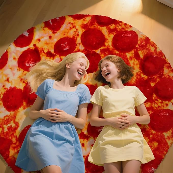85in Pepperoni Pizza Blanket White Elephant Gifts for Adults Useful Sausage Throw Blankets Woemn Men Party Cool Stuff Novelty Gag Soft Fleece Wrap