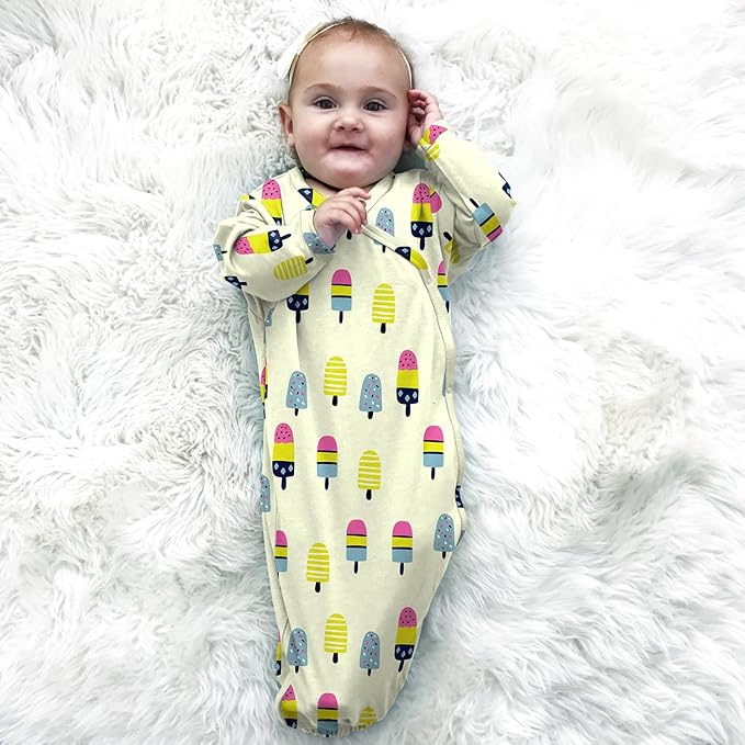 Babysoy Newborn Baby Kimono Wrap Around Snap Sleeper Gown Sack Bundler